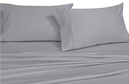 Book Cover Royal Hotel Bedding Top-Split-King: Adjustable King Bed Sheets, Solid Gray 600-Thread-Count 4PC Bed Sheet Set 100-Percent Cotton, Sateen Solid, Deep Pocket
