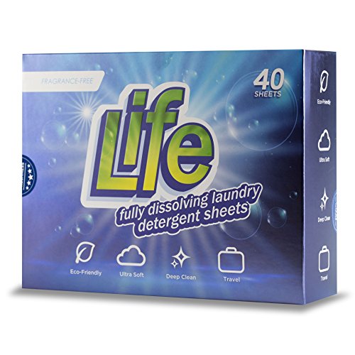 LIFE LDS40 Dissolving Laundry Detergent Sheets, 40 Count , White