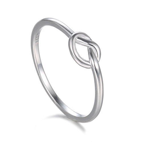 BORUO 925 Sterling Silver Ring Love Knot Promise Friendship High Polish Comfort Fit Band Ring Size 4-12