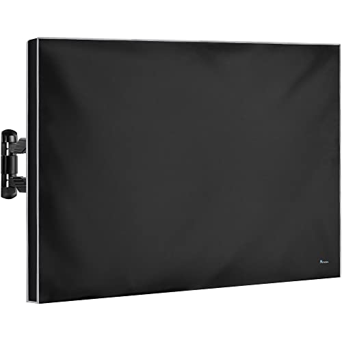 Outdoor TV Cover 52-55 Inch | Weatherproof and Waterproof Flat TV Screen Protector | Fit Any Smart TV Set |Outside LCD Covers Made of Oxford 600D Fabric w/ PVC Coating Inside | Fully Covered from Below(Black)