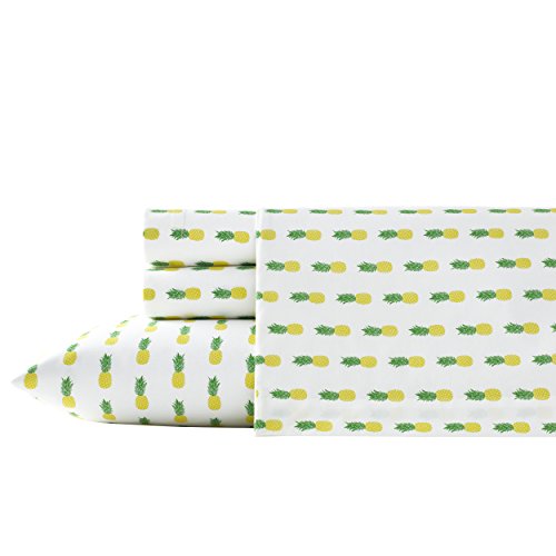 Book Cover Poppy & Fritz | Percale Collection | Bed Sheet Set - 100% Cotton, Crisp & Cool, Lightweight & Moisture-Wicking Bedding, Twin, Pineapple