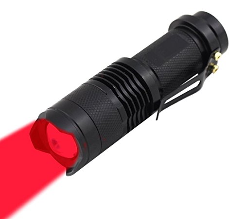 High Power One Mode Red LED Flashlight, Powerful Single Mode Red Flashlight, Red Light Flashlight Red LED Red Light Torch For Astronomy, Aviation, Night Observation-Black