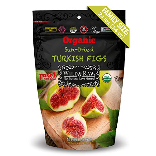 ORGANIC TURKISH FIGS - BULK SIZE - 2.1lbs (34oz) - Kosher Non-GMO Sun Dried
