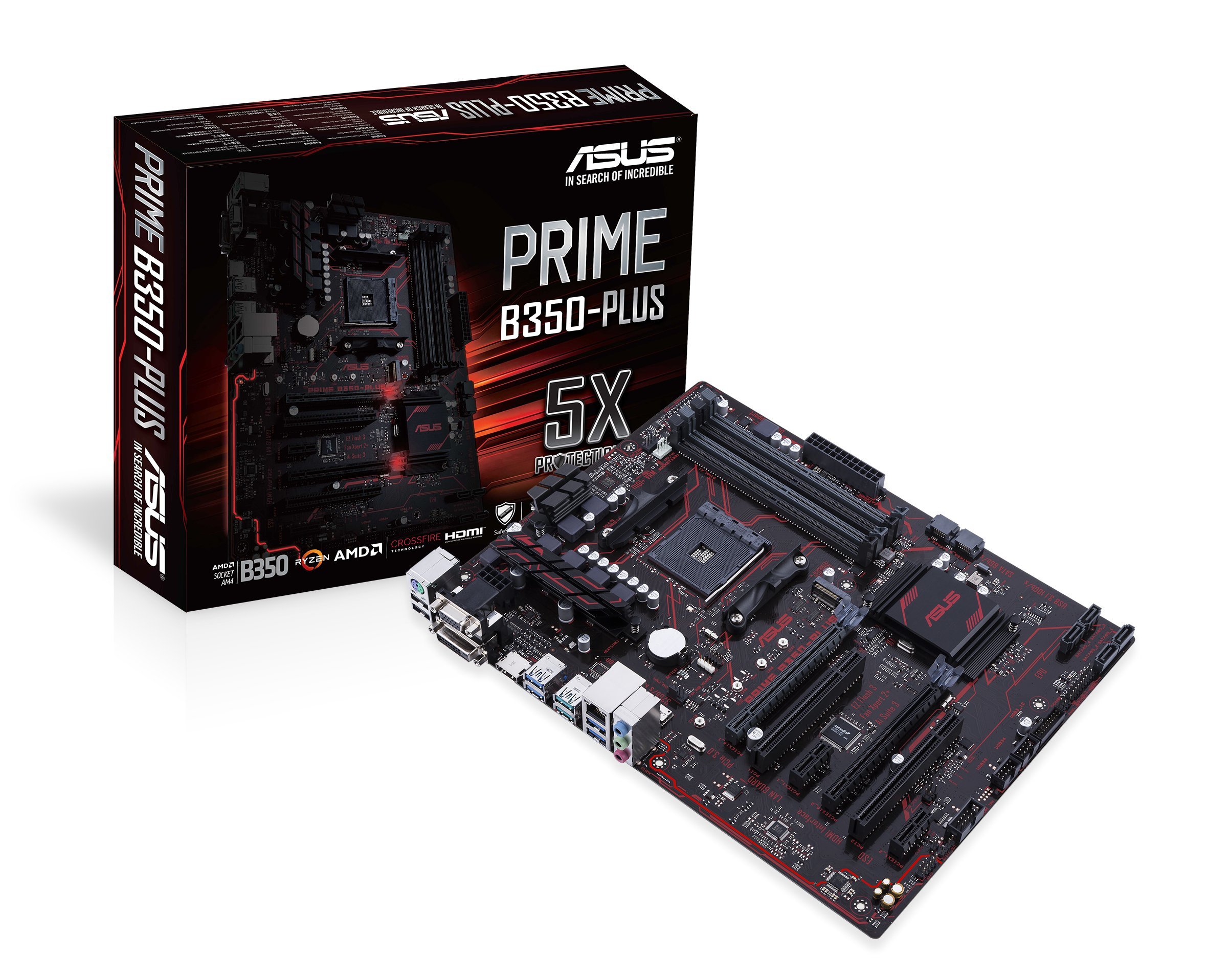 Book Cover ASUS Prime B350-Plus AMD Ryzen AM4 DDR4 HDMI DVI VGA M.2 USB 3.1 ATX B350 Motherboard