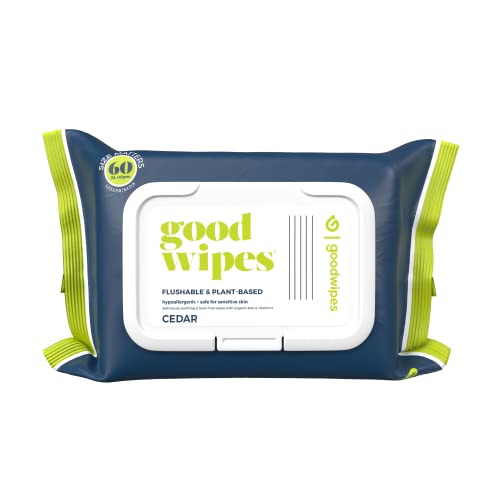 Goodwipes Flushable Menâ€™s Cleansing Butt Wipes with Aloe, Vitamin E and Chamomile, 100% Biodegradable Dispenser Pack 1 Pack, 50 Count