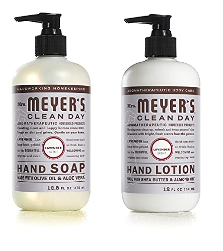 Book Cover Mrs. Meyer Lavender Hand Lotion (12 oz) and Hand Soap (12.5 oz) bundle