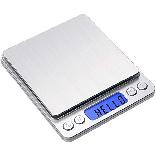 Book Cover Toprime Digital Gram Scale 500g 0.01g Food Scale High Precision Kitchen Scale Multifunctional Stainless Steel Pocket Scale with Back-Lit LCD Display Tare PCS Features Silver