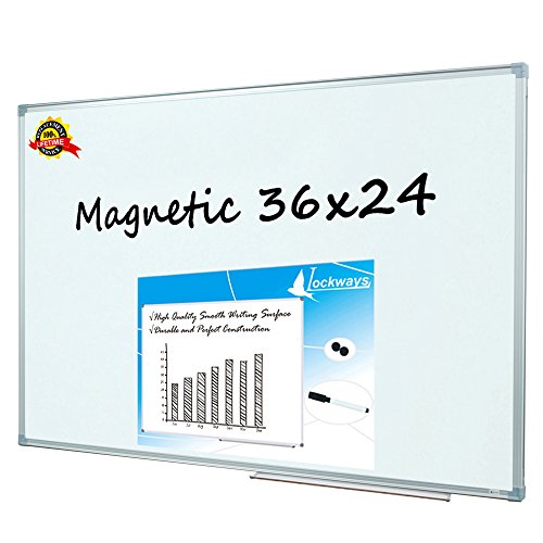 Book Cover Lockways Magnetic Dry Erase Board - Magnetic Whiteboard/White Board 36 x 24 Inch, 1 Dry Erase Markers, 2 Magnets for School, Home, Office