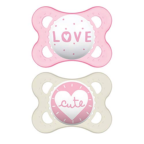 Book Cover MAM Baby Pacifier 0-6 Months, Best for Breastfed Babies â€˜Attitudeâ€™ Design Collection, Girl, 3 Piece, 2 Count