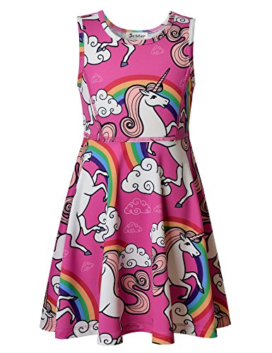 Jxstar hawaiian dress big girls clothes children clothes birthday party supplies Unicorn 150 10-11Years/Height:57in 10-11Years/Height:57in
