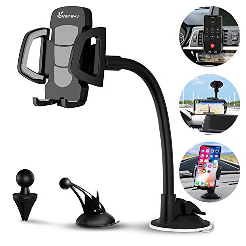 Book Cover Car Phone Mount, Vansky 3-in-1 Universal Cell Phone Holder Car Air Vent Holder Dashboard Mount Windshield Mount for iPhone Xs Max R X 8 Plus 7 Plus 6S Samsung Galaxy S9 S8 Edge S7 S6 LG Sony and More