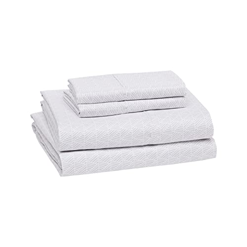 Amazon Basics Lightweight Super Soft Easy Care Microfiber Bed Sheet Set with 14" Deep Pockets - Cal King, Gray Crosshatch California King Sheet Set Gray Crosshatch