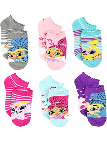 Book Cover Shimmer and Shine Girls 6 pack Socks (4-6 Toddler (Shoe: 7-10), Shimmer Shine Grey/Multi)