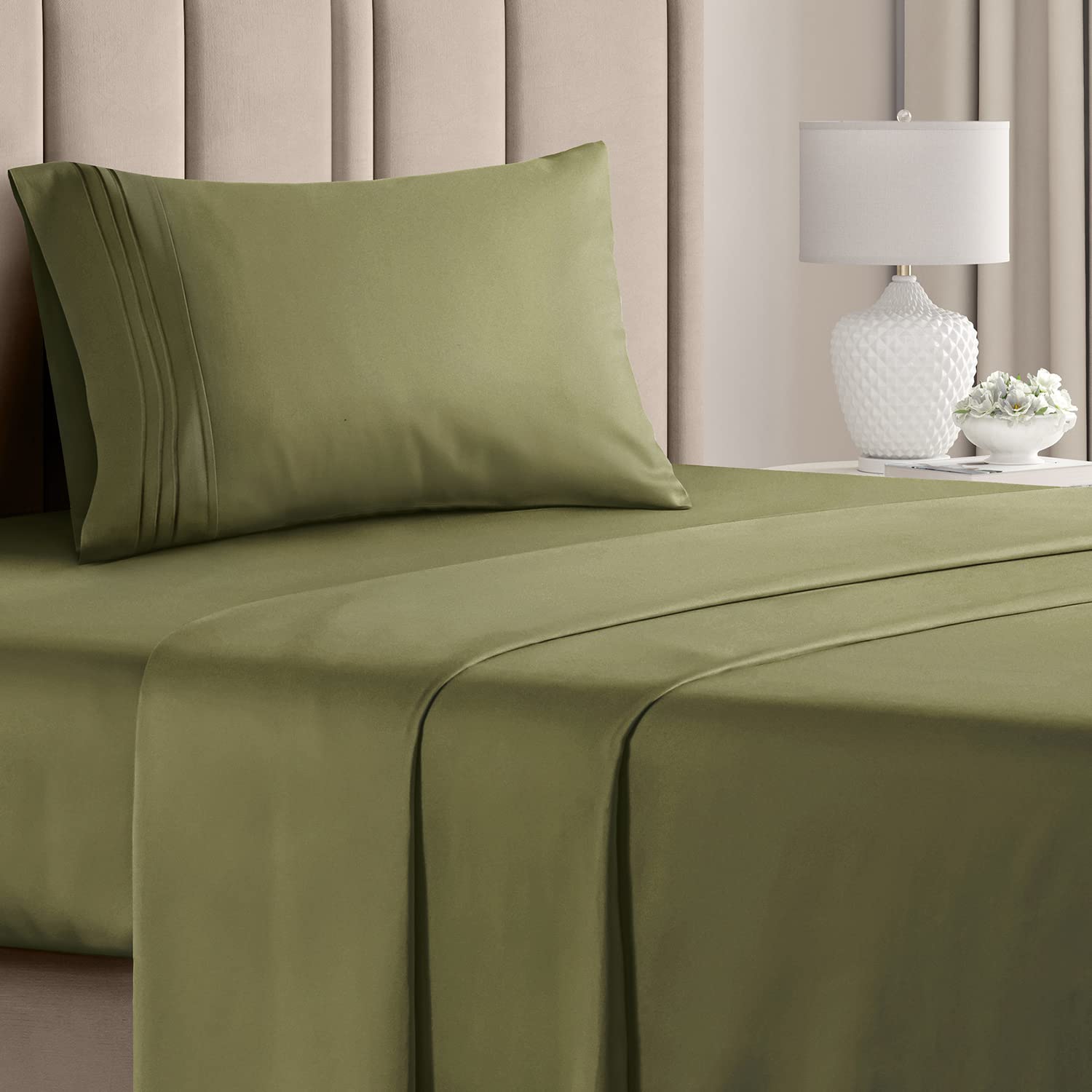 Book Cover Twin Size Sheet Set - 3 Piece Set - Hotel Luxury Bed Sheets - Extra Soft - Deep Pockets - Easy Fit - Breathable & Cooling - Wrinkle Free - Comfy – Sage Green Bed Sheets – Twins Sheets - 3 PC