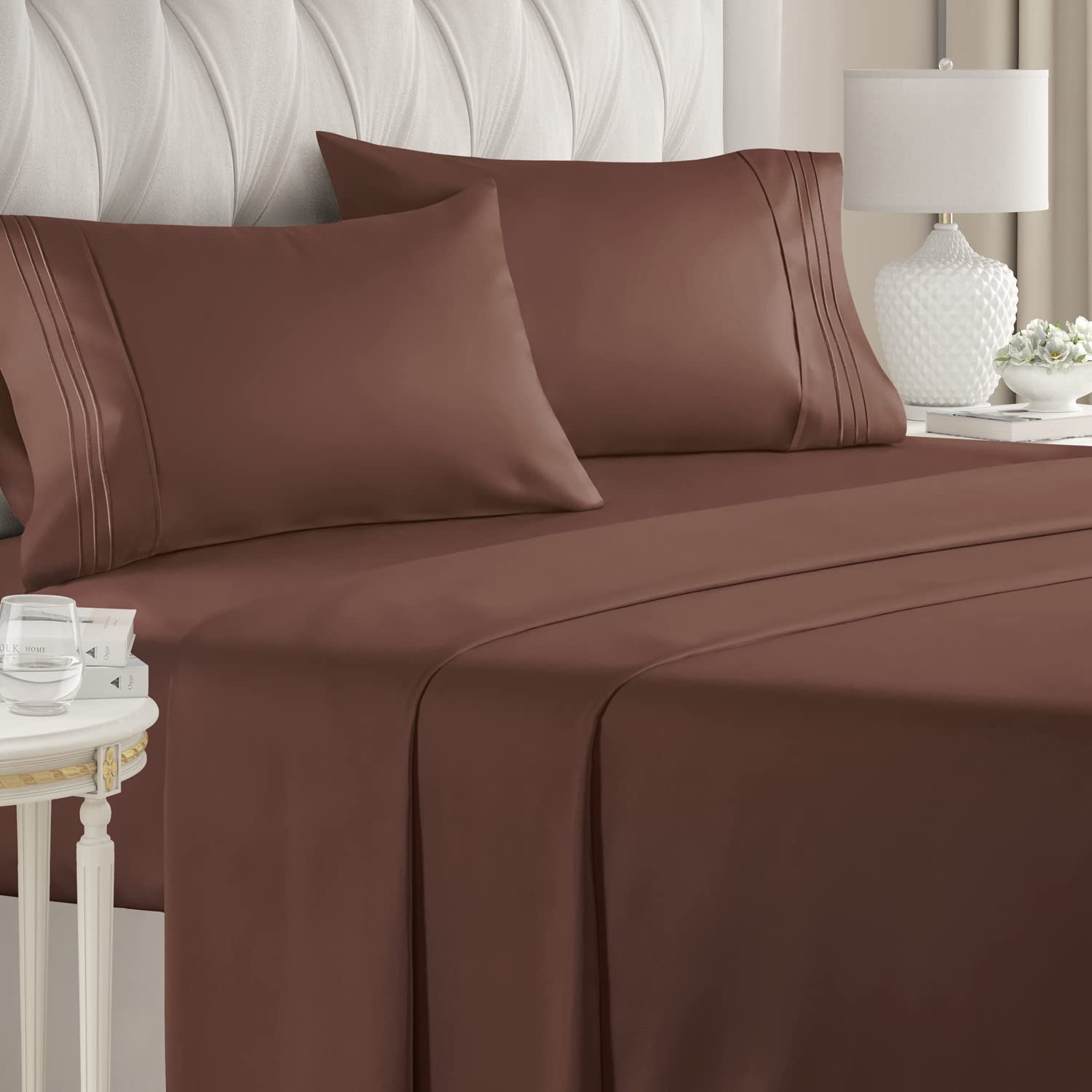 Full Size Sheet Set - Breathable & Cooling Sheets - Hotel Luxury Bed Sheets - Extra Soft - Deep Pockets - Easy Fit - 4 Piece Set - Wrinkle Free - Comfy – Brown Chocolate Bed Sheets - Fulls Sheets 15 - Brown Full