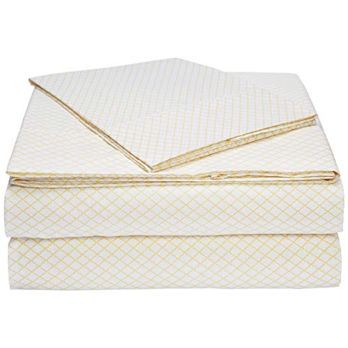 Amazon Basics Lightweight Super Soft Easy Care Microfiber Bed Sheet Set with 14" Deep Pockets - Twin, Yellow Scallop