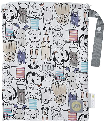 Itzy Ritzy Travel Happens Wet Bag with Handle, Medium, Cats and Dogs