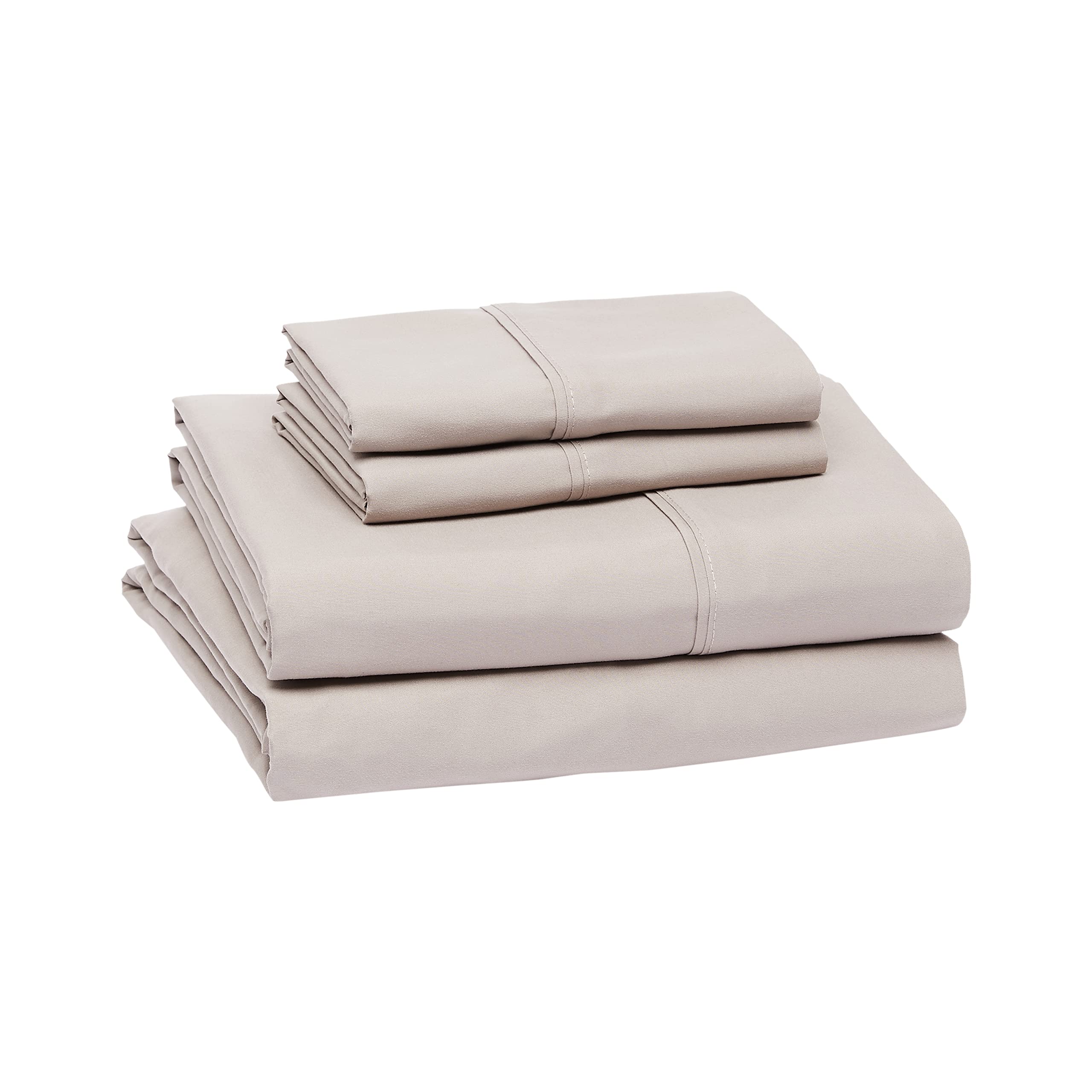 Amazon Basics Lightweight Super Soft Easy Care Microfiber 4 Piece Bed Sheet Set With 14-Inch Deep Pockets, King, Taupe, Solid King Sheet Set Taupe