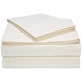 AmazonBasics Light-Weight Microfiber Sheet Set - Queen, Yellow Scallop