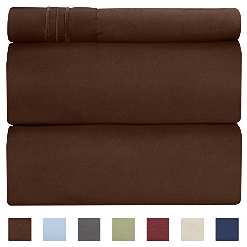 Book Cover Twin Size Sheet Set - 3 Piece Set - Hotel Luxury Bed Sheets - Extra Soft - Deep Pockets - Easy Fit - Breathable & Cooling - Wrinkle Free - Comfy - Brown Chocolate Bed Sheets - Twins Sheets - 3 PC