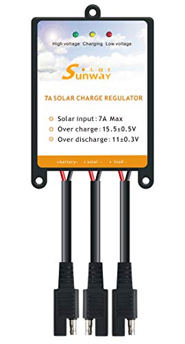 Book Cover Sunway Solar Panels Charge Controller 12V Battery Regulator 7A for Safe Protection of 12Volt Solar Power Battery Charger, Solar Trickle Charger & Maintainer and Solar Powered System Kit