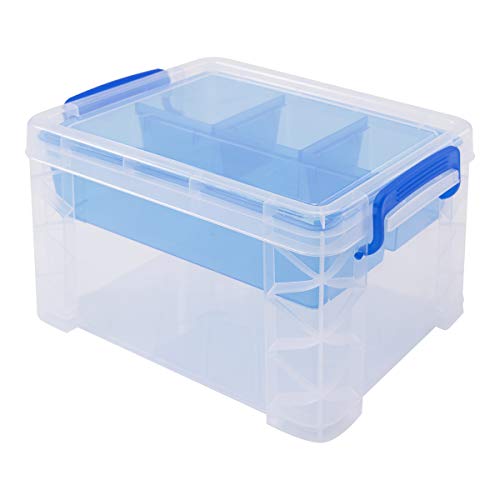 Book Cover Super Stacker Divided Storage Box with Removable Tray, 10 x 7.5 x 6.5 Inches (37375)