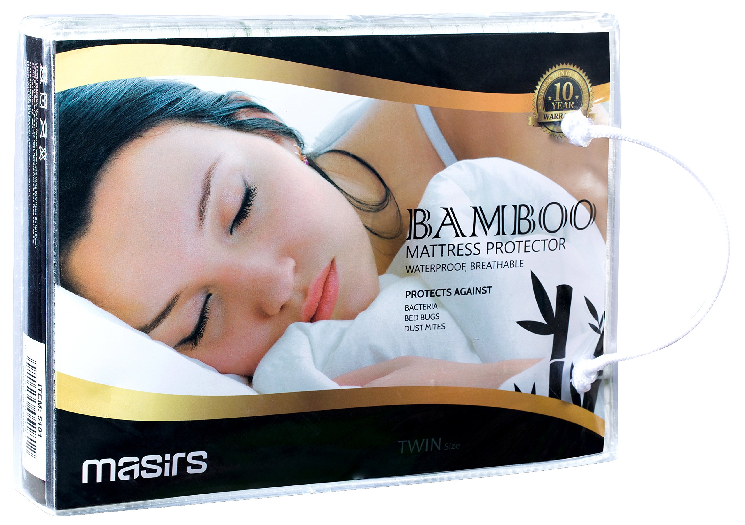 Book Cover Waterproof Bamboo Mattress Protector - Thick and Soft Quilted Fabric Will Give You a Comfortable, Quiet and Cool Night Sleep. Quality Fabric That is Durable and Machine Wash Really Well. (Twin Size) Bamboo Twin