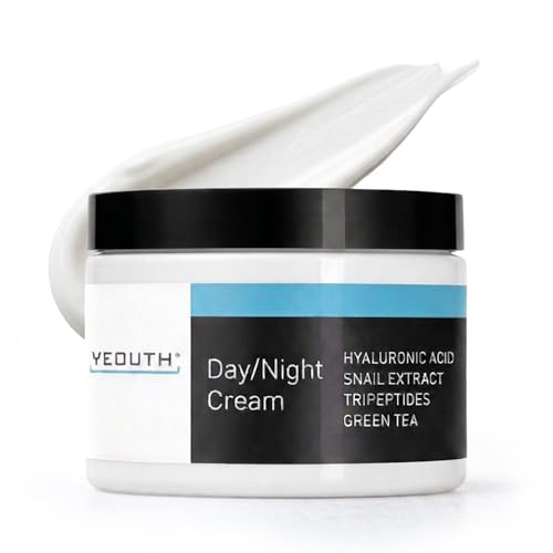 YEOUTH Day Night Moisturizer for Face with Snail Extract, Hyaluronic Acid, Green Tea, and Peptides, Anti Aging Day Cream or Night Cream Moisturizer for Dry Skin, (4oz)