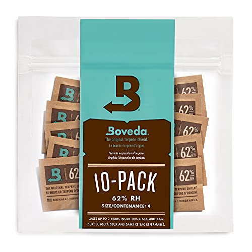 Book Cover Boveda 62% Two-Way Humidity Control Packs For Storing ½ oz – Size 4 – 10 Pack – Moisture Absorbers for Small Storage Containers – Humidifier Packs – Hydration Packets in Resealable Bag