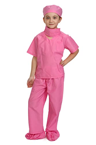 Book Cover Dress Up America 874P-M Children Kids Doctor Scrub's Pretend Play Outfit, Pink, 8-10 Years (Waist: 76-82, Height: 114-127 cm)