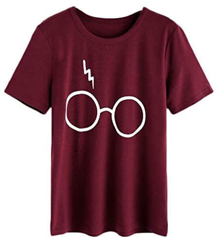 Book Cover UR Ladies Women Harry Potter Glasses Cute Print Short Sleeve Crew Neck T-Shirts