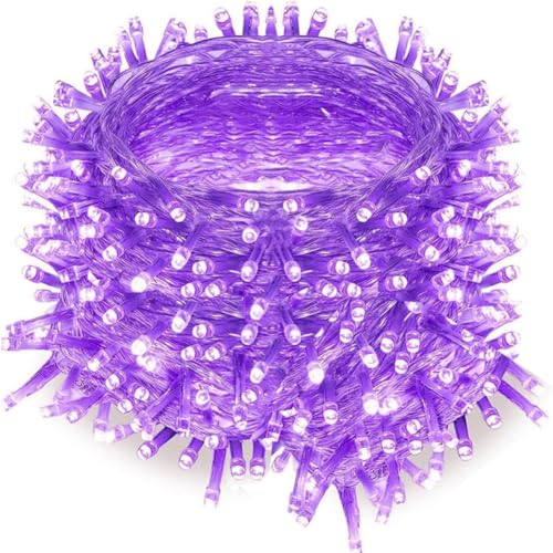 FULLBELL Fairy Lights Outdoor String Lights 33ft 100 LED with Memory Modes Controller, Extendable Christmas Lights Decorations for Wedding, Christmas, Party, Patio, Indoor Outdoor (Purple)