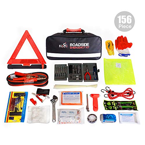 Book Cover Kolo Sports Roadside Emergency Kit 156-Piece Multipurpose Emergency Pack - Great for Automotive Roadside Assistance & First Aid Set - The Ultimate All-in-One Solution