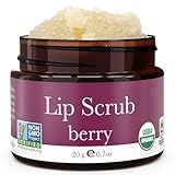 USDA Organic Lip Scrub Berry - USA Made with Natural Ingredients, Valentines Day Gifts, Moisturizing Scrub Exfoliator for Dry Lips, Lip Sugar Scrubber Exfoliator for Smooth Lips, Small Beauty Gifts