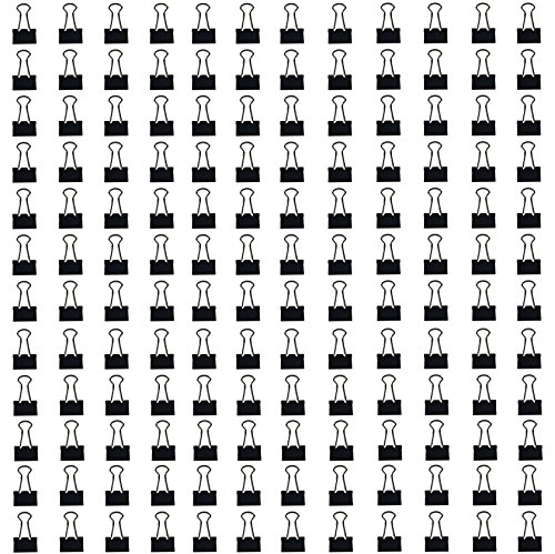TKOnline Binder Clips Micro 3/5-Inch (144-Pack) (Black)
