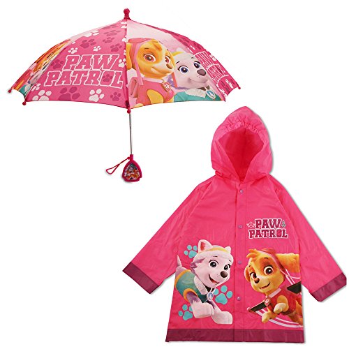 Book Cover Nickelodeon Little Girls Paw Patrol Character Slicker and Umbrella Rainwear Set, Pink, Age 2-7