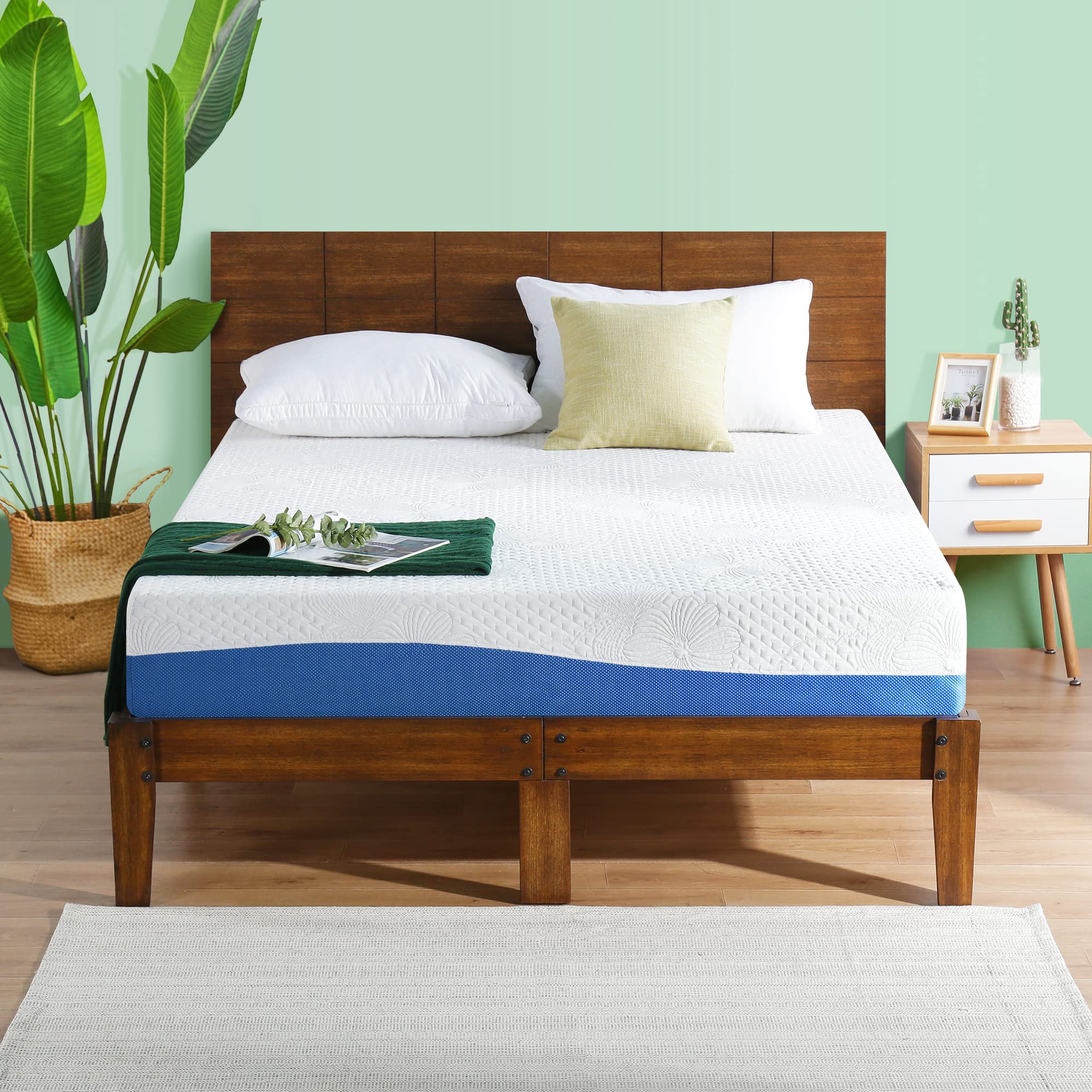 Olee Sleep Aquarius 10-Inch Memory Foam Mattress Blue Cal King Aquarius California King