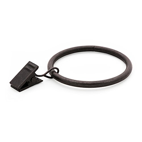 Ivilon Drapery Curtain Clips With Rings - Set of 14 Decorative Drapery Rings Curtain Clip Rings With Strong Clips 2" Diameter - Color Oil Rubbed Bronze (ORB)
