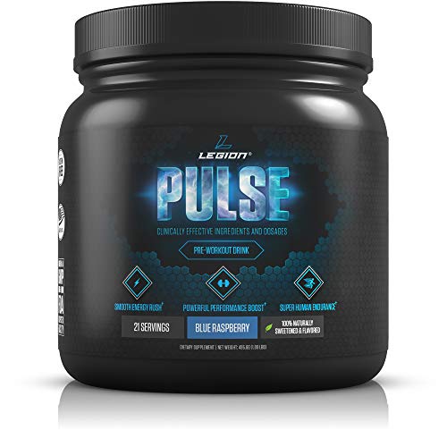 Book Cover Legion Pulse Pre Workout Supplement - All Natural Nitric Oxide Preworkout Drink to Boost Energy & Endurance. Creatine Free, Naturally Sweetened & Flavored, Safe & Healthy. Blue Raspberry, 21 Servings.