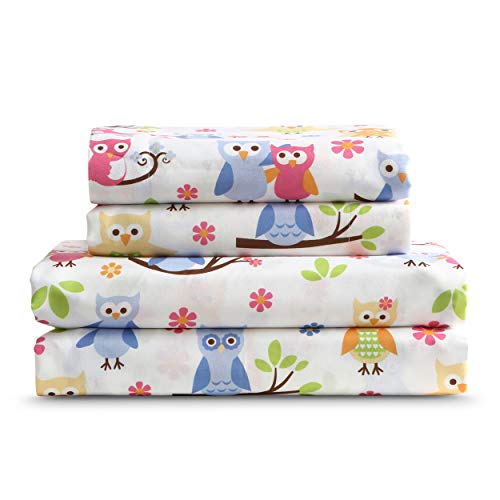 Book Cover Kute Kids Super Soft Sheet Set - Owl Print - Brushed Microfiber for Extra Comfort (Full)