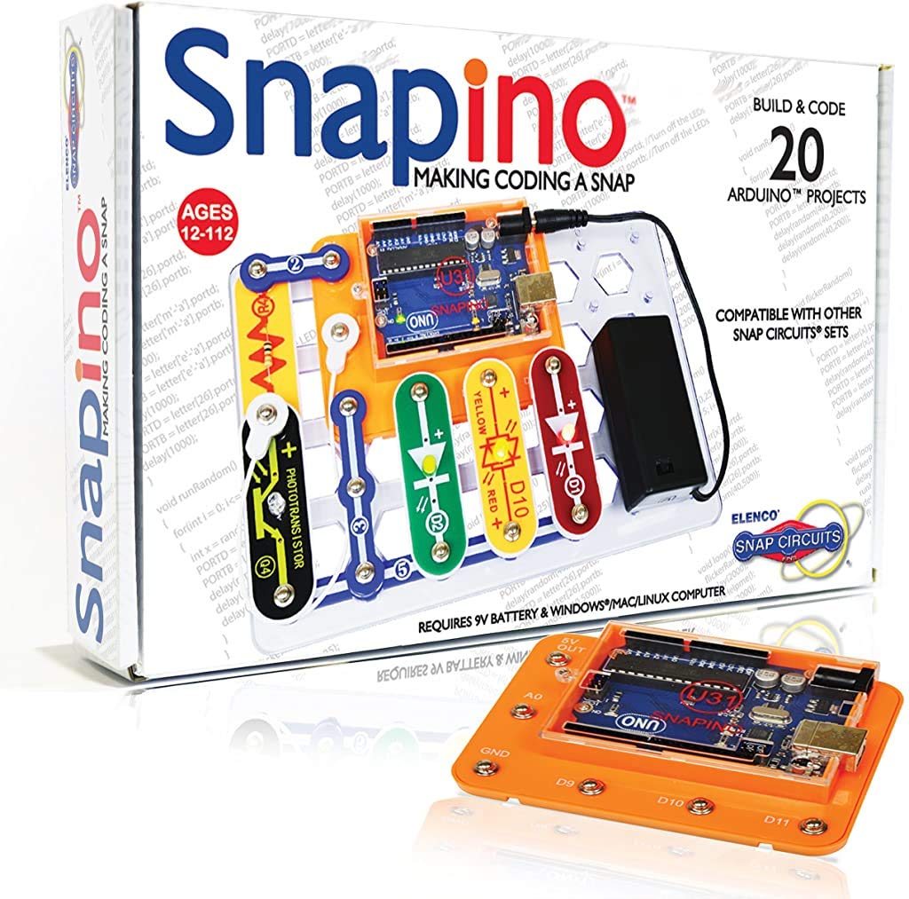 Book Cover Snap Circuits Snapino - Making Coding A Snap | Snap Circuits & Arduino Compatible | Perfect Introduction to Coding | STEM Educational Product for Kids 12+
