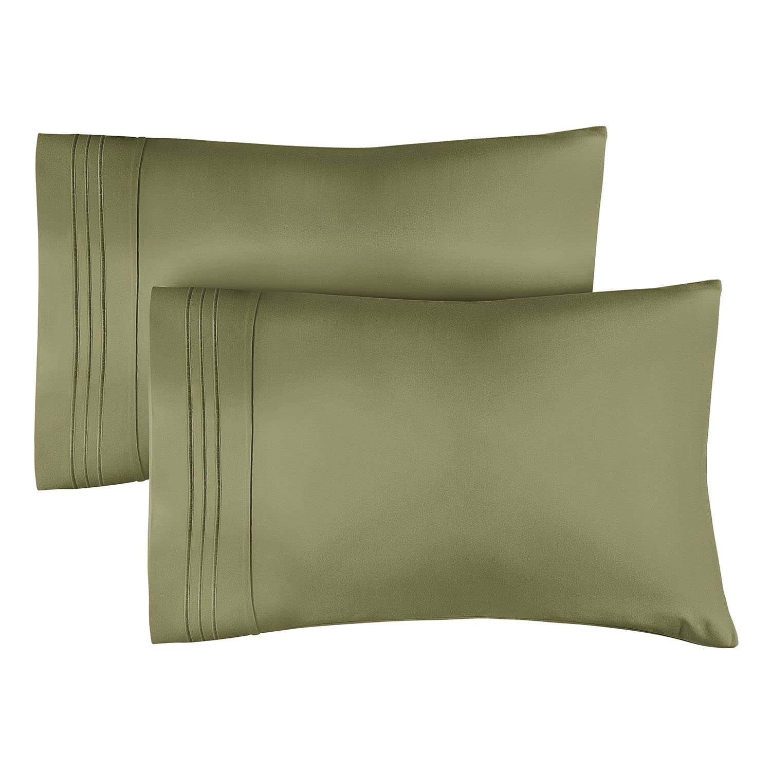 Book Cover Queen Size Pillow Cases Set of 2 – Soft, Premium Quality Pillowcase Covers – Machine Washable Protectors – 20x26 & 20x30 Pillows for Sleeping 2 Piece - Queen Size Pillow Case Set Queen 13 - Sage Green