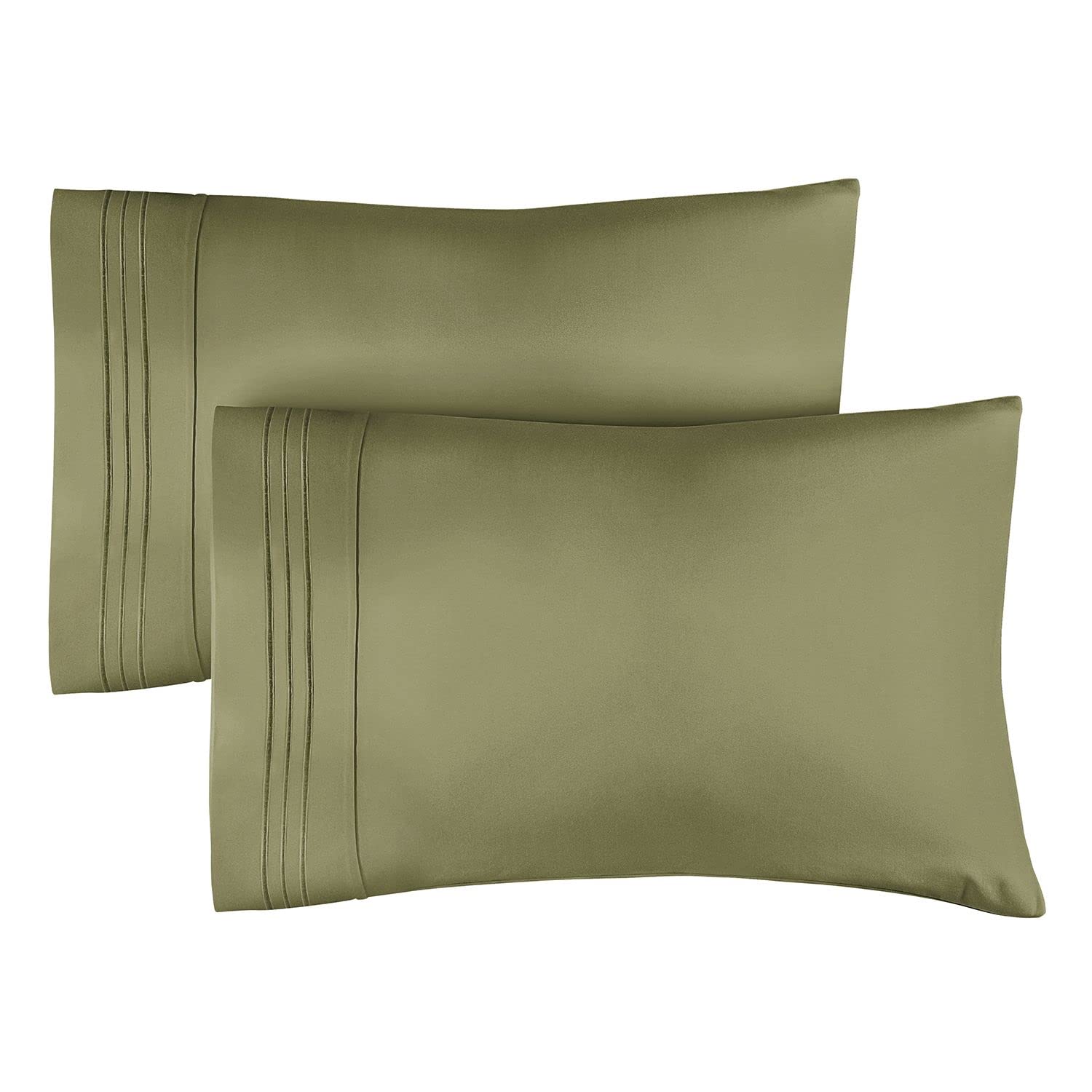 Queen Size Pillow Cases Set of 2 – Soft, Premium Quality Pillowcase Covers – Machine Washable Protectors – 20x26 & 20x30 Pillows for Sleeping 2 Piece - Queen Size Pillow Case Set Queen 13 - Sage Green