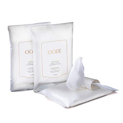 Book Cover Ogee Gentle Glow Facial Cleansing Cloths - Organic Make-Up Removing & Moisturizing Face Wipes with Jojoba Seed Oil - 30 Wet Cloths (3 Packs of 10)