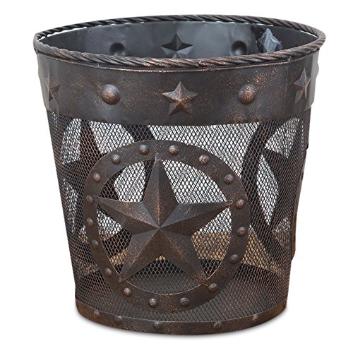 Book Cover DeLeon Collections Western Star, Rope Trim Metal Wastebasket
