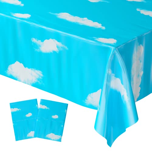Blue Orchards Sky Table Covers (Pack of 2) - 54"x108" XL - Cloud Decorations, Cloud Backdrop, Sky Backdrop, Sky Table Cloth, Cloud Tablecloth, Sky Birthday Party Supplies, Cloud Theme Birthday Party