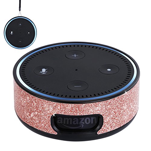 Book Cover BENTOBEN Wall Mount Case for Amazon Echo Dot Alexa (Fit Echo Dot 2nd Generation) Glitter Sparkle Premium Vegan Leather Cover Sleeve Wall Mount Stand Guard Holder for Echo Dot 2nd Gen,Rose Gold