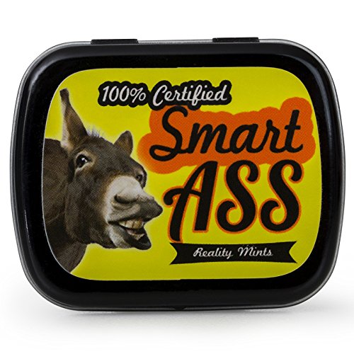 100% Smart Ass Mints â€“ Gift for Sarcastic People â€“ Funny Gifts for Men â€“ Funny Mint Tins - Stocking Stuffers for Friends â€“ Peppermint Mints â€“ Smartass - Donkey Gifts - Reality Mints