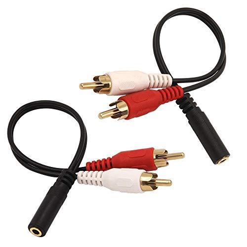 Book Cover VCE 2-Pack Gold Plated 3.5mm Female to 2 RCA Male Stereo Audio Y Cable Adapter