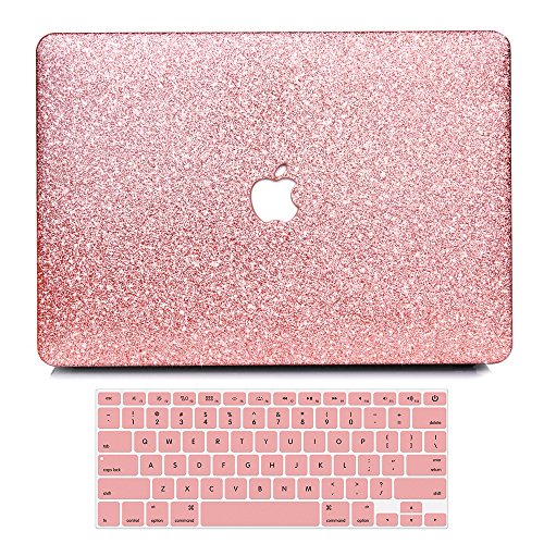B BELK MacBook Air 13 Inch Case, 2 in 1 Bling Crystal Smooth Ultra-Slim PC Hard Case with Keyboard Cover for Mac Air 13.3 Inch(Model: A1369&A1466, Older Version 2010-2017 Release)-Shinning Rose Gold